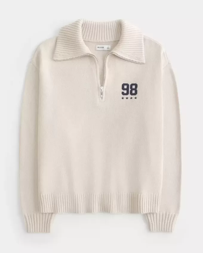 Oversized Half-Zip Graphic Sweater Oversized Half-Zip Graphic Sweater