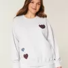 Oversized Heart Graphic Crew Sweatshirt Oversized Heart Graphic Crew Sweatshirt