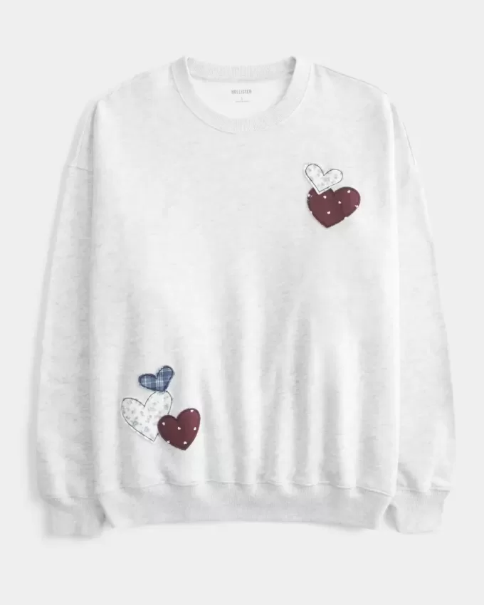 Oversized Heart Graphic Crew Sweatshirt Oversized Heart Graphic Crew Sweatshirt