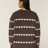Oversized Heart Pattern Crew Sweater Oversized Heart Pattern Crew Sweater