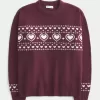Oversized Heart Pattern Crew Sweater Oversized Heart Pattern Crew Sweater