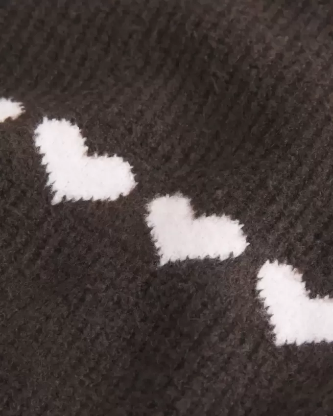 Oversized Heart Pattern Crew Sweater Oversized Heart Pattern Crew Sweater