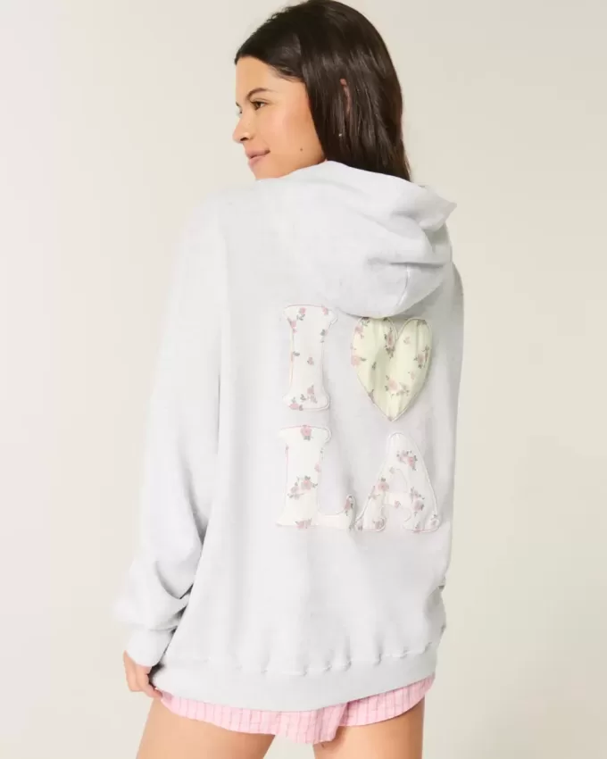 Oversized I Heart LA Graphic Hoodie
