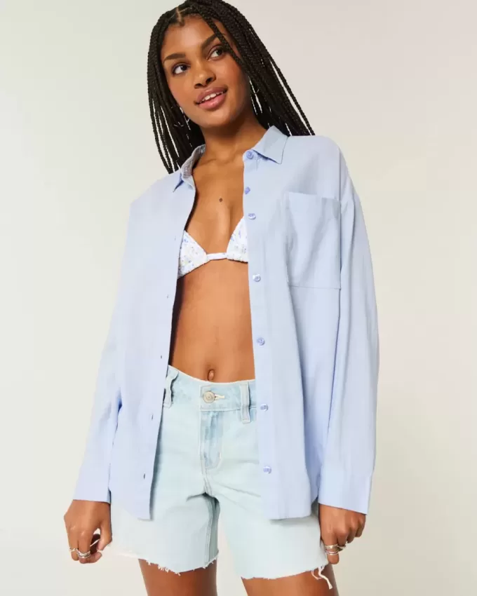 Oversized Linen-Blend Shirt Oversized Linen-Blend Shirt