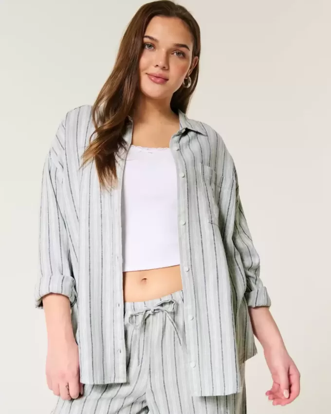 Oversized Linen-Blend Shirt Oversized Linen-Blend Shirt