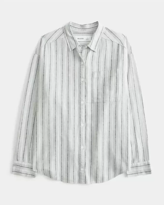 Oversized Linen-Blend Shirt Oversized Linen-Blend Shirt