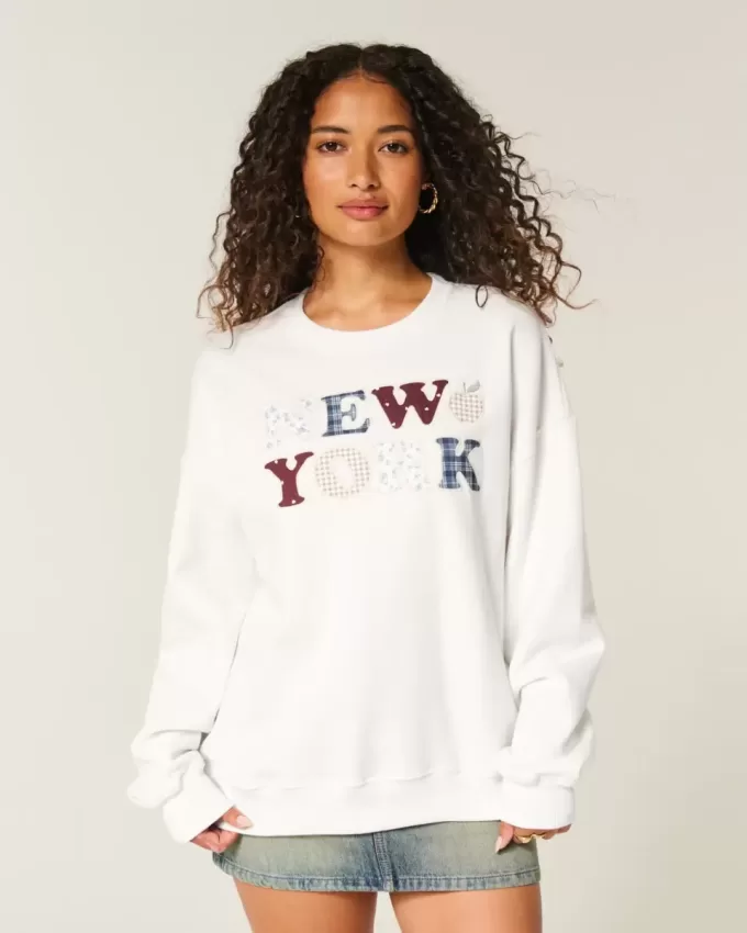 Oversized New York Graphic Crew Sweatshirt Oversized New York Graphic Crew Sweatshirt