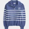 Oversized Number Graphic Half-Zip Sweater Oversized Number Graphic Half-Zip Sweater