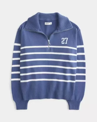 Oversized Number Graphic Half-Zip Sweater Oversized Number Graphic Half-Zip Sweater