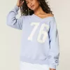 Oversized Number Graphic V-Neck Sweatshirt