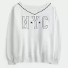 Oversized NYC Graphic V-Neck Sweatshirt