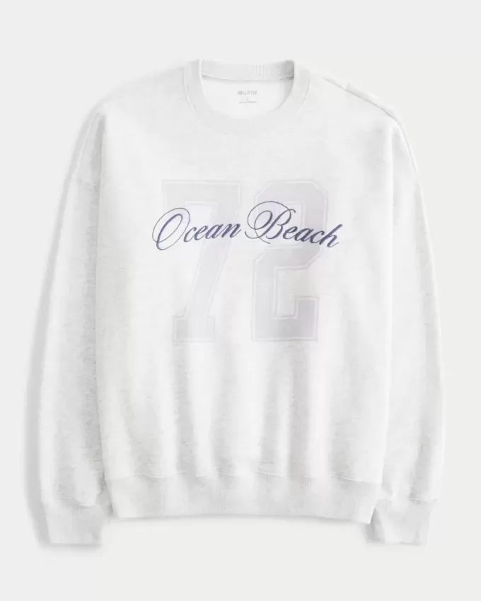 Oversized Ocean Beach Graphic Crew Sweatshirt Oversized Ocean Beach Graphic Crew Sweatshirt