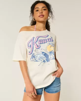 Oversized Off-the-Shoulder Kauai Graphic Tee