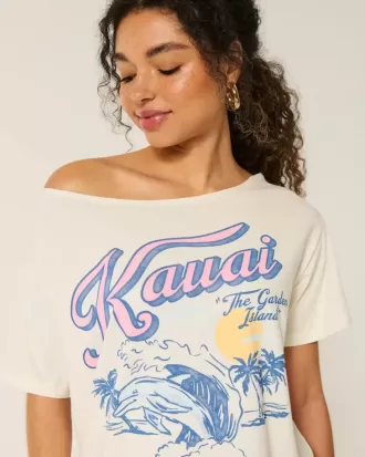 Oversized Off-the-Shoulder Kauai Graphic Tee