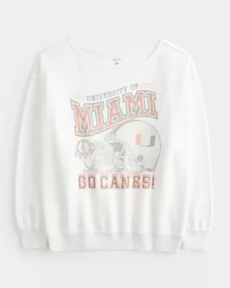 Oversized Off-the-Shoulder University of Miami Graphic Sweatshirt