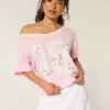 Oversized Off-the-Shoulder Varsity Floral Graphic Tee Oversized Off-the-Shoulder Varsity Floral Graphic Tee