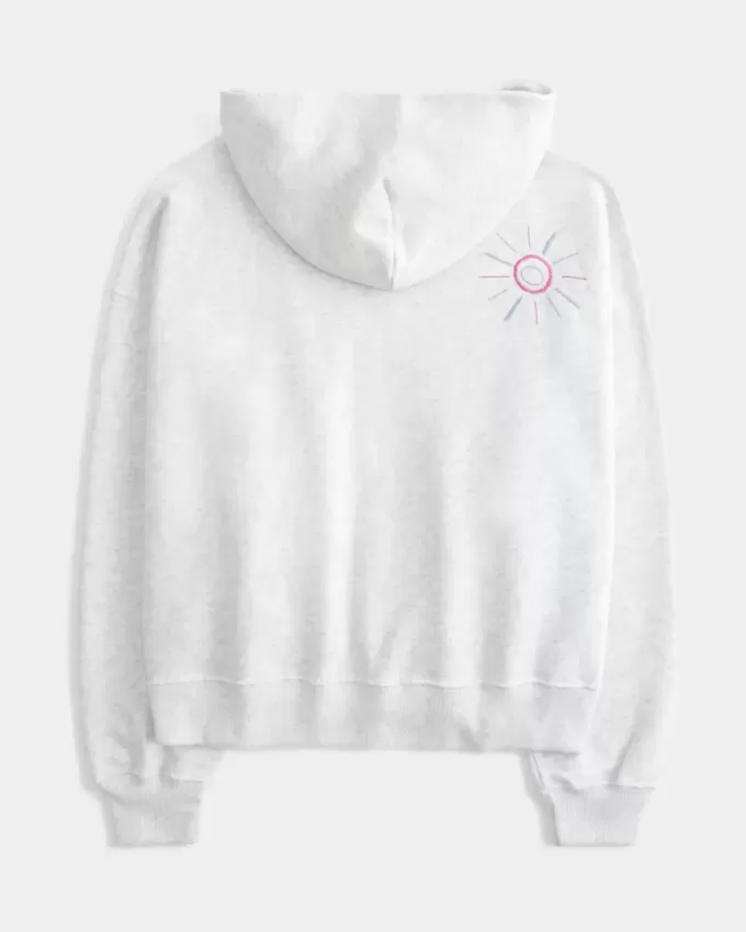 Oversized Palm Graphic Zip-Up Hoodie Oversized Palm Graphic Zip-Up Hoodie