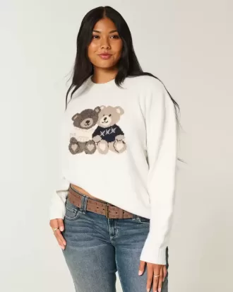 Oversized Teddy Bear Graphic Crew Sweater Oversized Teddy Bear Graphic Crew Sweater