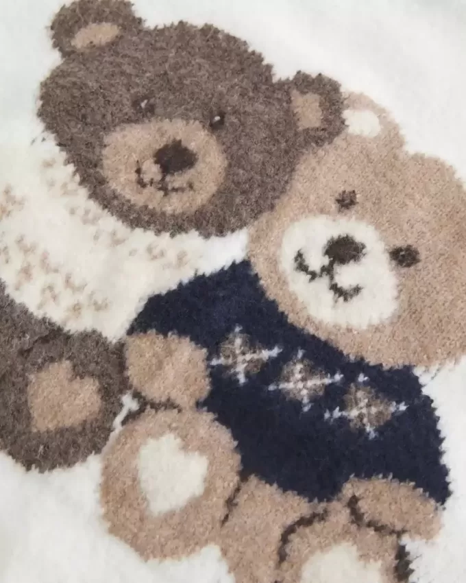 Oversized Teddy Bear Graphic Crew Sweater
