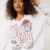 Oversized UGA Dawgs Graphic Notch-Neck Sweatshirt Oversized UGA Dawgs Graphic Notch-Neck Sweatshirt