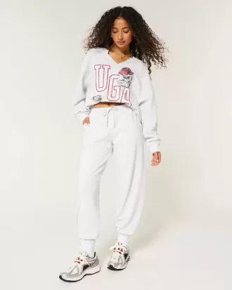 Oversized UGA Dawgs Graphic Notch-Neck Sweatshirt