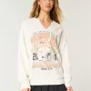Oversized University of Texas Graphic Notch-Neck Sweatshirt Oversized University of Texas Graphic Notch-Neck Sweatshirt