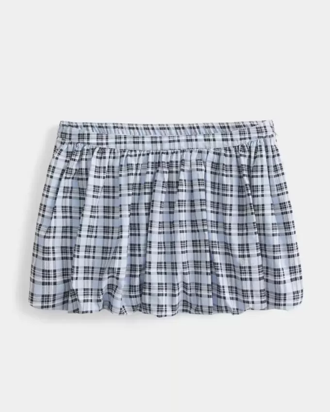 Plaid Bubble Mini Skirt