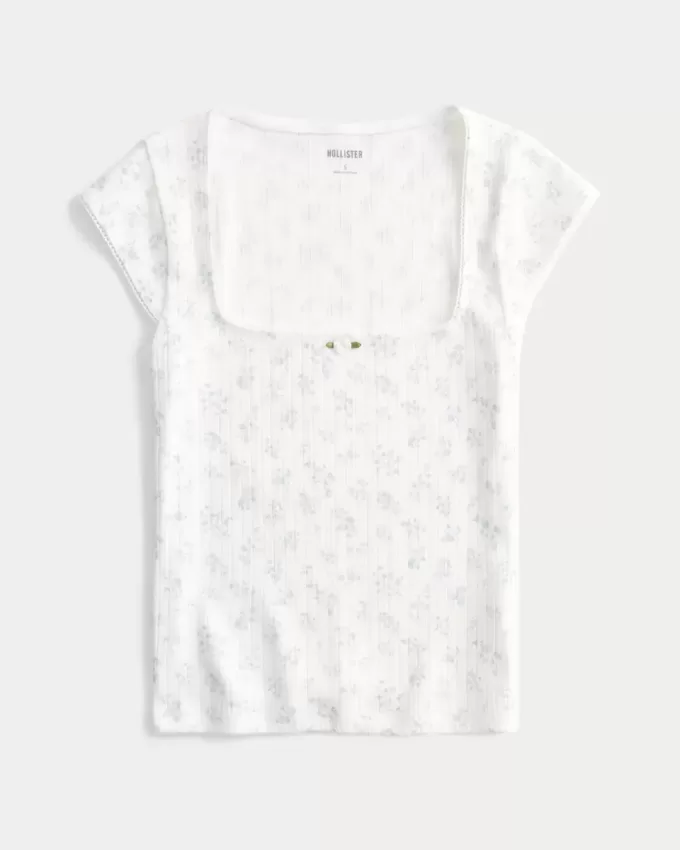 Pointelle Square-Neck Top Pointelle Square-Neck Top