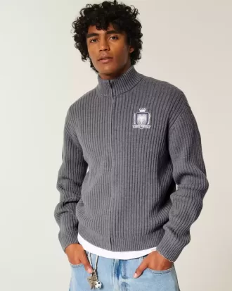 Relaxed Graphic Zip-Up Sweater Relaxed Graphic Zip-Up Sweater