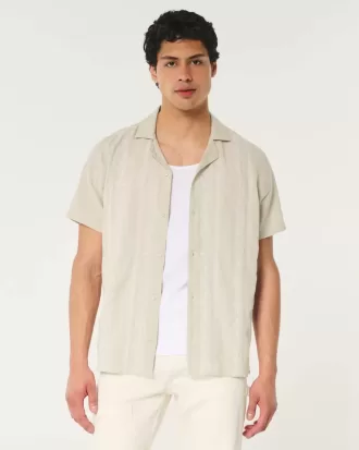 Relaxed Short-Sleeve Embroidered Pattern Shirt