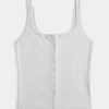 Ribbed Button-Through Square-Neck Tank Ribbed Button-Through Square-Neck Tank
