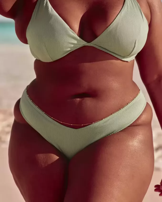 Ribbed High-Leg Cheekiest Bikini Bottom