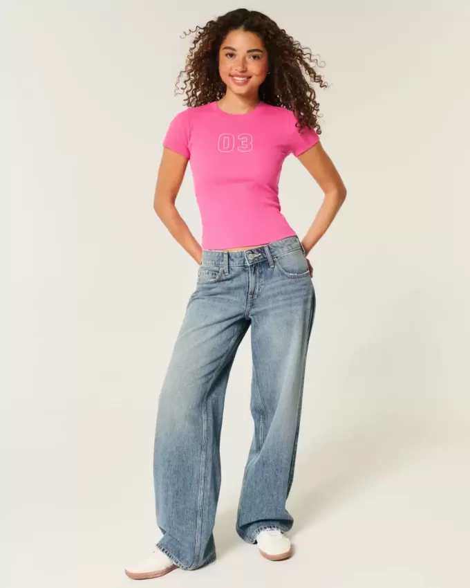 Ribbed Number Graphic Baby Tee Ribbed Number Graphic Baby Tee