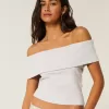 Ribbed Off-the-Shoulder Foldover Top Ribbed Off-the-Shoulder Foldover Top