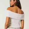 Ribbed Off-the-Shoulder Foldover Top Ribbed Off-the-Shoulder Foldover Top