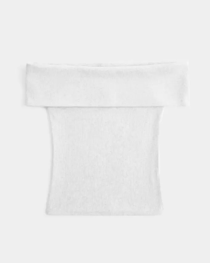 Ribbed Off-the-Shoulder Foldover Top Ribbed Off-the-Shoulder Foldover Top