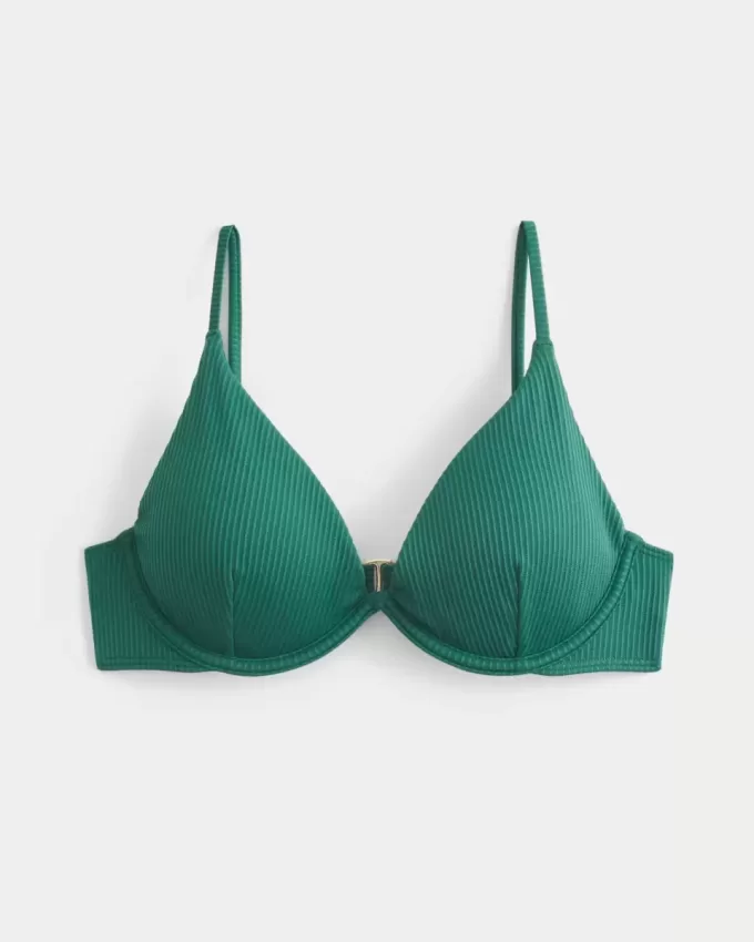 Ribbed Plunge Underwire Bikini Top