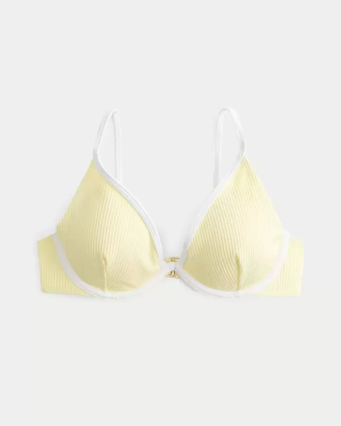 Ribbed Plunge Underwire Bikini Top