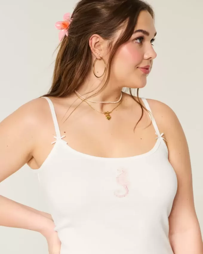 Ribbed Seahorse Graphic Cami Ribbed Seahorse Graphic Cami