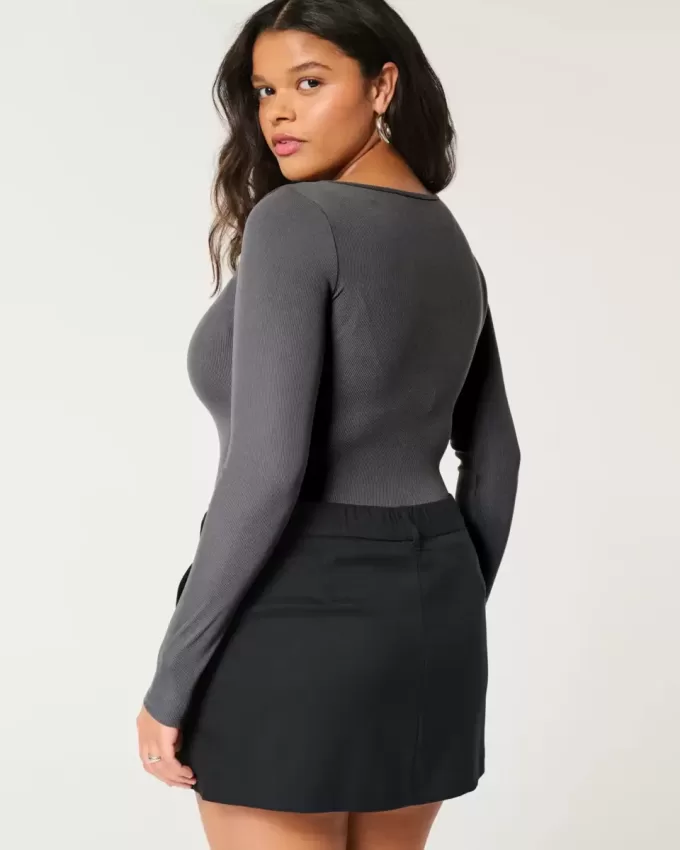 Ribbed Seamless Fabric Square-Neck Bodysuit Ribbed Seamless Fabric Square-Neck Bodysuit