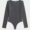 Ribbed Seamless Fabric Square-Neck Bodysuit Ribbed Seamless Fabric Square-Neck Bodysuit