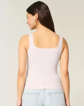 Ribbed Seamless Fabric Square-Neck Tank