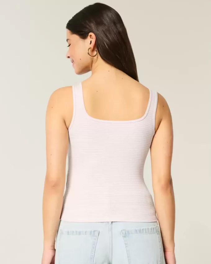 Ribbed Seamless Fabric Square-Neck Tank Ribbed Seamless Fabric Square-Neck Tank