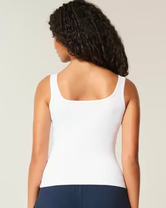 Ribbed Seamless Fabric Square-Neck Tank