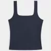 Ribbed Seamless Fabric Square-Neck Tank