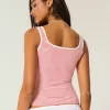 Ribbed Seamless Fabric Square-Neck Tank