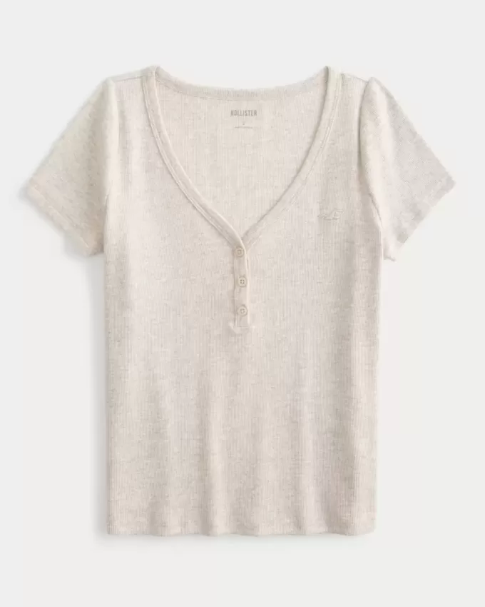 Ribbed Short-Sleeve Icon Henley