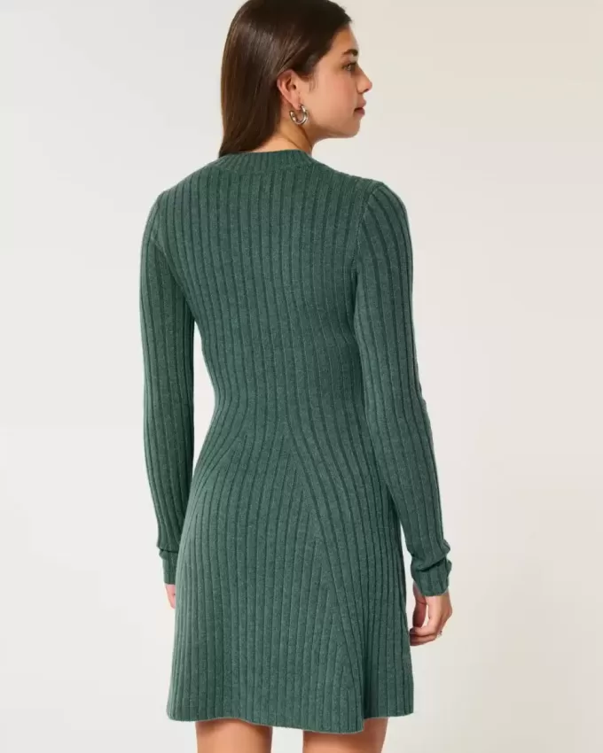 Ribbed Skater Mini Sweater Dress Ribbed Skater Mini Sweater Dress