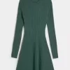 Ribbed Skater Mini Sweater Dress Ribbed Skater Mini Sweater Dress