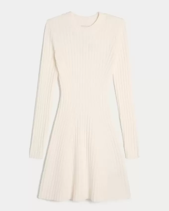 Ribbed Skater Mini Sweater Dress